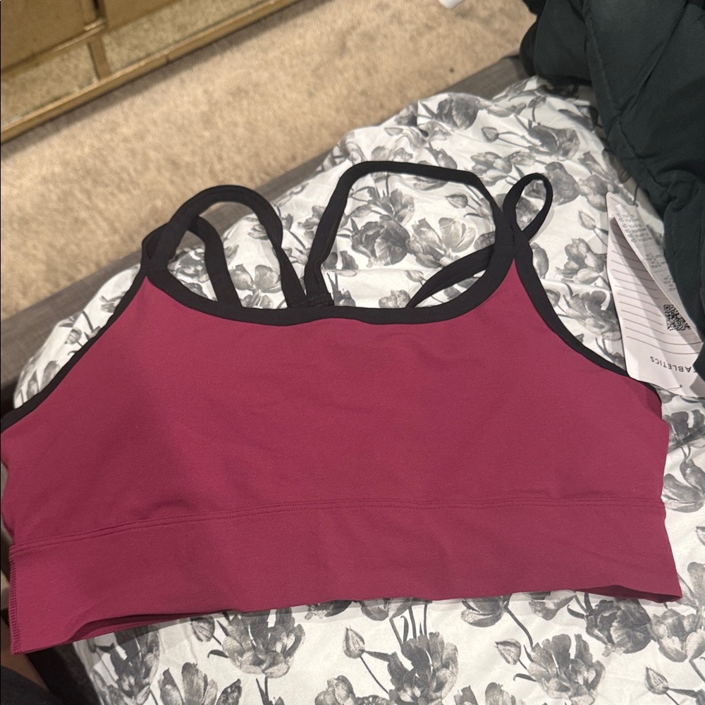 Fabletics Berry and Black Sports Bra
